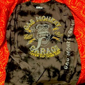 Men’s long sleeve tie dye Gas Monkey Garage long sleeve shirt.